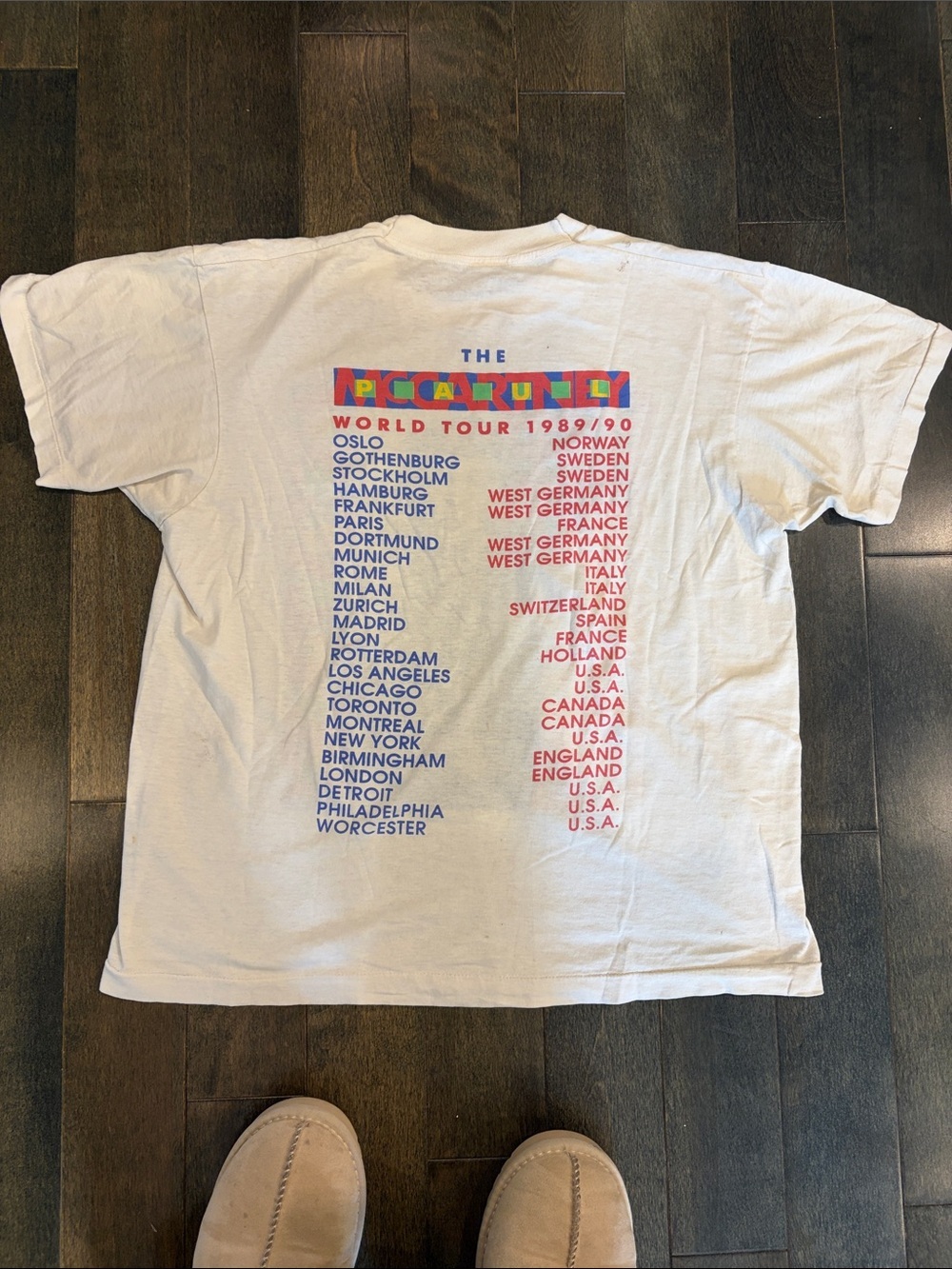 Vintage White Graphic Short Sleeve Tee with Multicolor Retro Print - Picture 5 of 7